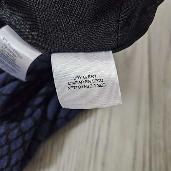 Nine West Dress Size 12P Sheath Knee length Reptile Print Blue/black Sleeveless - Picture 4 of 7